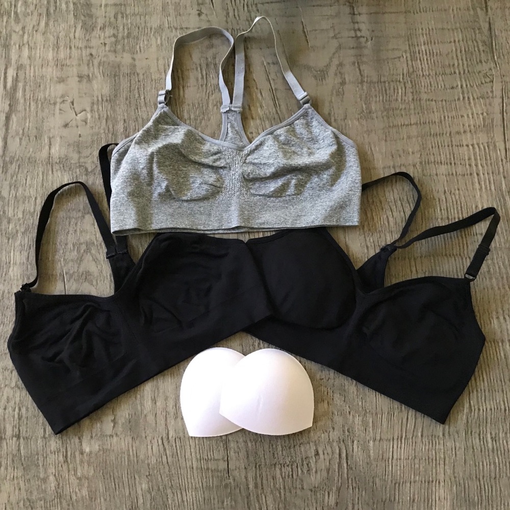 Set of 3 Free Press Racerback Bras 2 Black 1 Gray